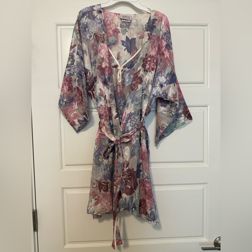 M, Floral Lingerie gown and robe